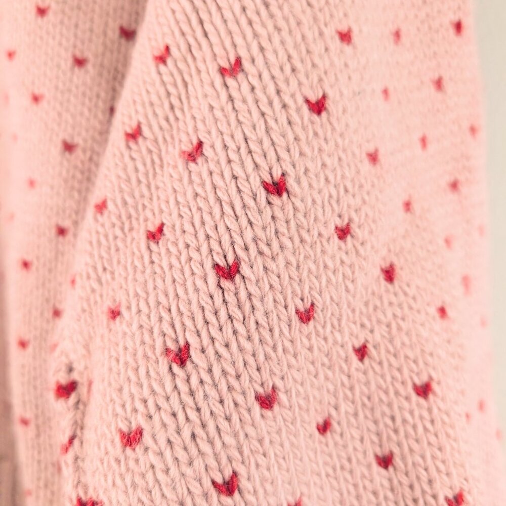 Women’s Pink Heart Knit Crewneck Sweater - Picture 6 of 16